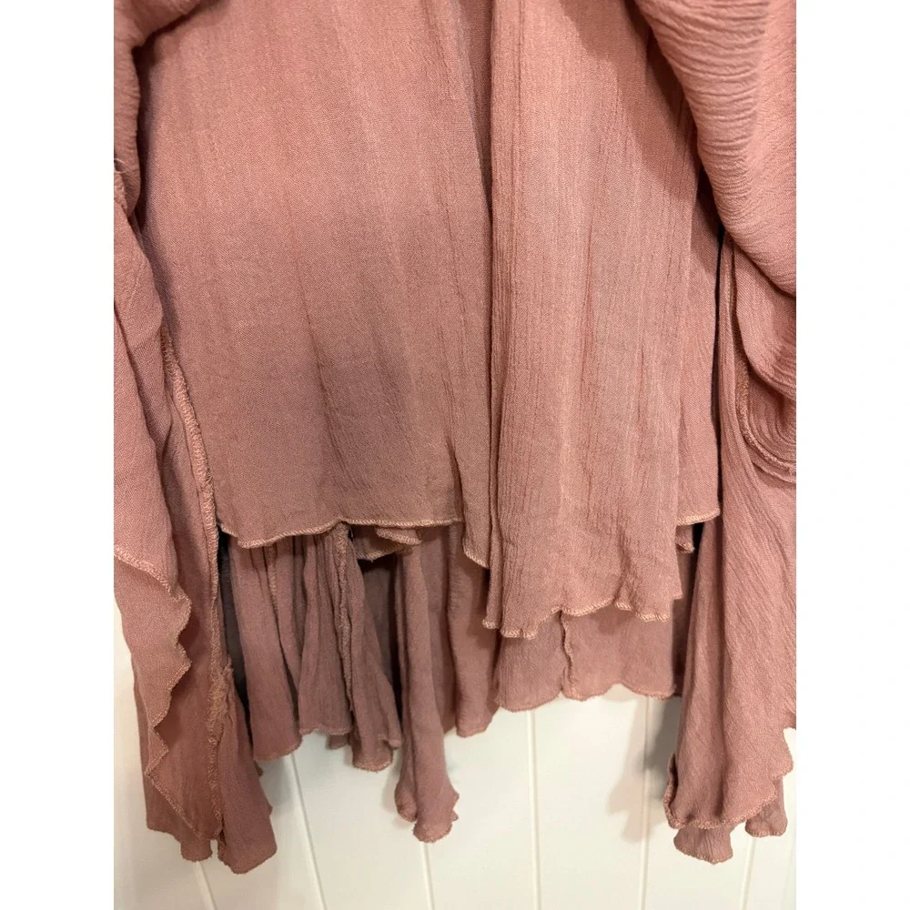 Free People Adella Maxi Dress Mauve Pink Boho Lace Crochet Ruffle Sm Coachella